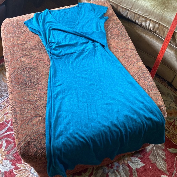 Horny Toad Empirical dress Turquoise short Sleeve wrap nursing amazing cotton XS - Picture 2 of 11